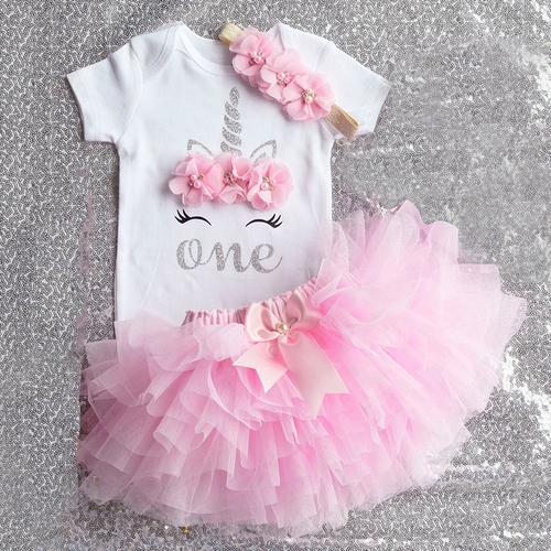 Summer One Year Baby Girl Dress Unicorn Party