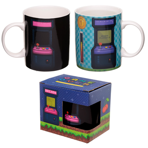 Heat Colour Changing Porcelain Mug - Retro Gaming Design