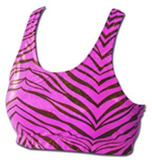 Pizzazz 3600ZG -HPKBLK-2XL 3600ZG Adult Zebra Glitter Sports Bra, 