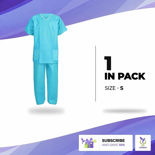 Disposable Uniform Suit Sets. Pack of 5 Teal SMS Shirts and Pants 42