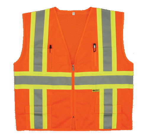 2W M7038C-2 XL Class 2 Mesh Multi-Pocket Vest - Orange- Extra Large