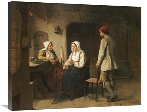Global Gallery GCS-268078-30-142 30 in. A Peasant Woman Spinning in an