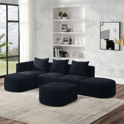 L Shape Sectional Sofa including Two Single Seats, Left Side Chaise