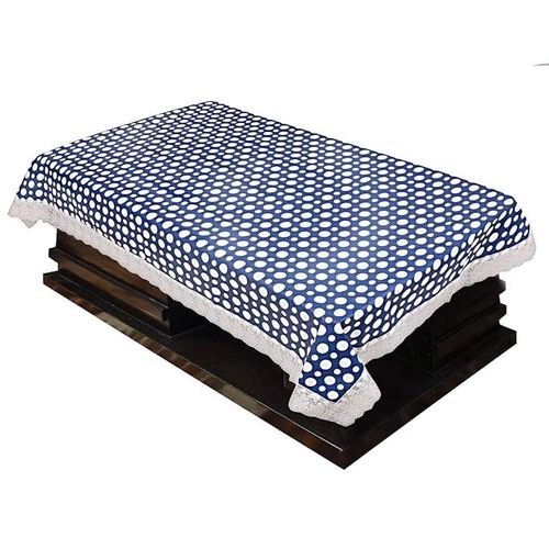 PVC Centre Table Cover Polka Dot Blue (Size-40x60Inches) (Color-BLUE)