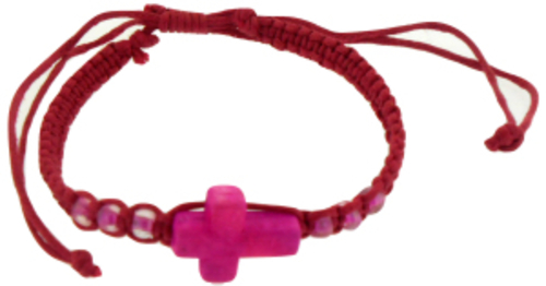 Solid Rock Jewelry 144821 Dark Pink Cotton Adjustable Friendship with 