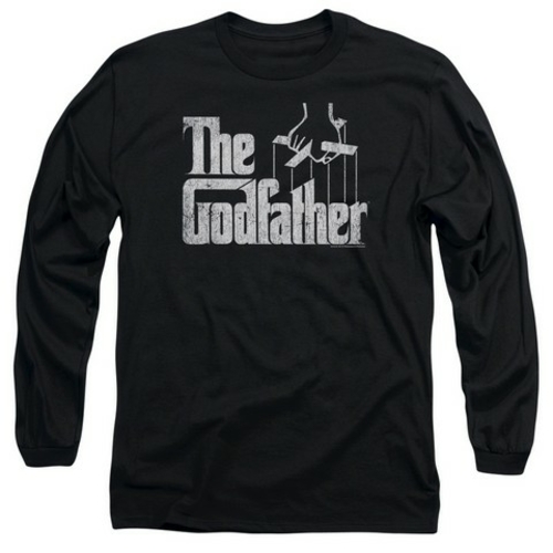 Trevco Godfather-Logo Long Sleeve Adult 18-1 Tee, Black - Small