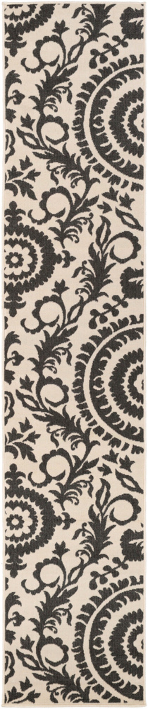 Surya ALF9612-23119 Alfresco Runner Rug - Black, Cream - 2 ft. 3 i