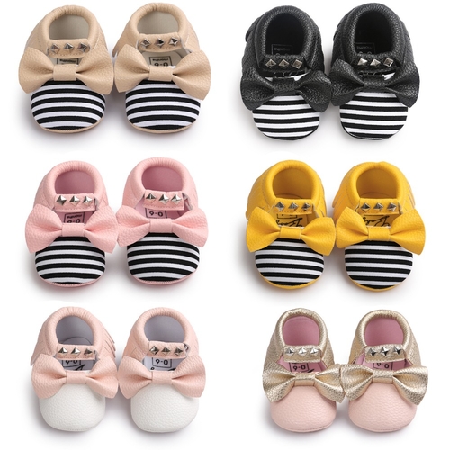 2019 New pu Leather Baby Moccasins Shoes with bow