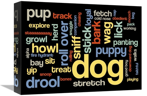 Global Gallery GCS-388307-1216-142 12 x 16 in. Dog Words 1 Art Print -