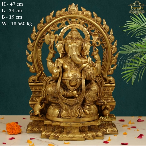 18.5"Beautifully Handcrafted Brass Ganesha Statue | Banshi Handicrafts