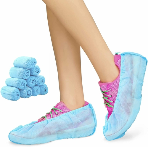 100 Pack of Disposable PP 40g Shoe Covers Blue Shoe Protectors Premium