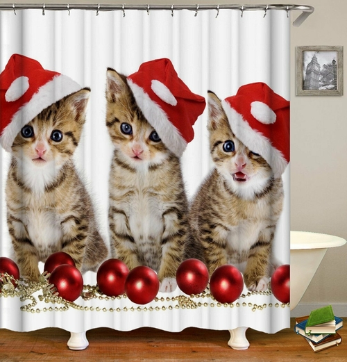 SantaвЂ™s Kittens Shower Curtain