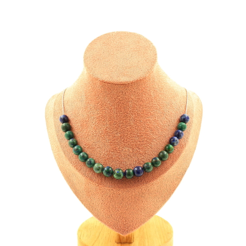 Azurite Chrysocolla 20 beads 8 mm necklace