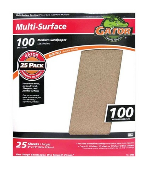 Gatorgrit 4209 100 C Grit Sanding Sheets- pack of 25