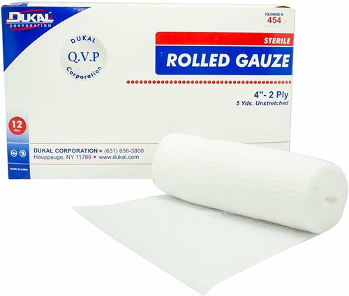 Rolled Gauze 4" x 5 yds. Case of 96 Gauze Rolls for General Wound