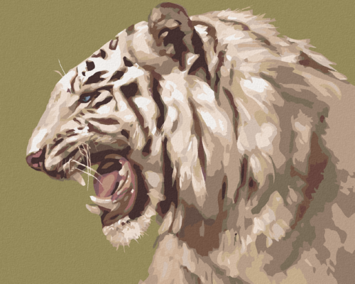 Zuty - Paint by Numbers - ROARING WHITE TIGER PORTRAIT (D. RUSTY