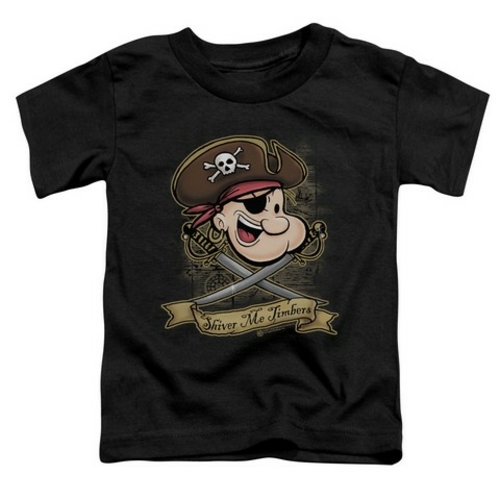 Trevco Popeye-Shiver Me Timbers Short Sleeve Toddler Tee, Black - 