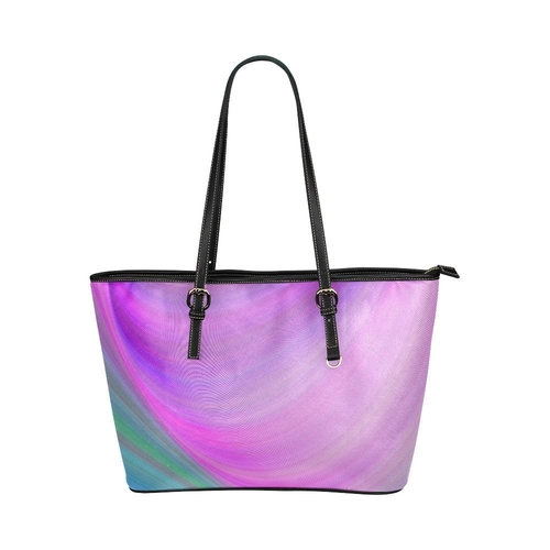 Large Leather Tote Shoulder Bag - Pink and Blue Gradient Handbag B7574