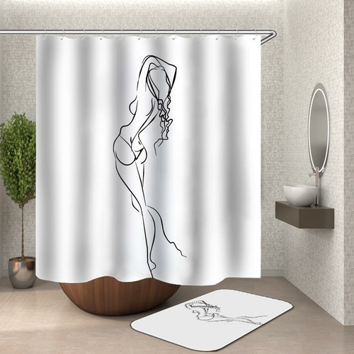 Line Drawing Sexy Woman Shower Curtain