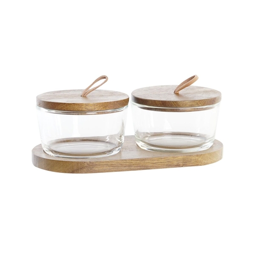 2 Tubs DKD Home Decor 20,5 x 10,5 x 7 cm Crystal Brown Transparent