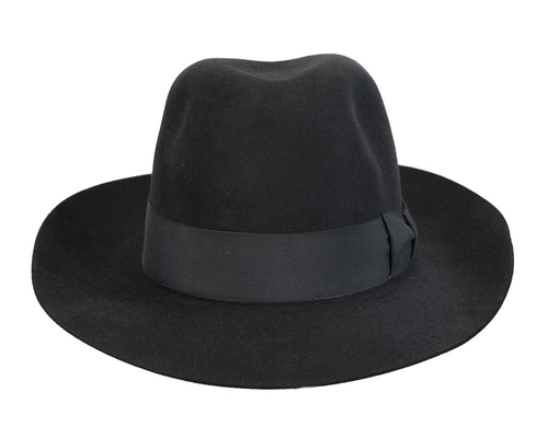 Black rabbit fur wide brim fedora hat