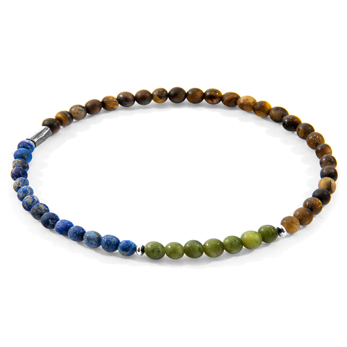 Tigers Eye, Sodalite and Jade Joshua Silver and Stone SKINNY Bracelet