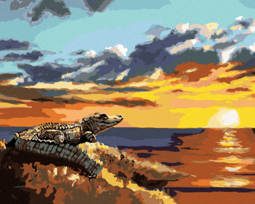 Zuty - Paint by Numbers - ALLIGATOR AND THE SUNSET (D. RUSTY RUST),