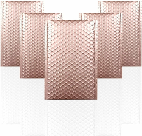 Amiff Rose Gold Bubble Mailer 5 x 9 Pack of 25 Padded Envelopes Rose