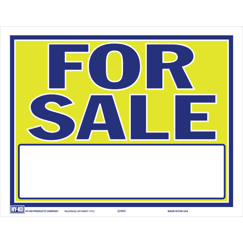 Hy-Ko 5992813 9 x 13 in. English for Sale Polystyrene Sign - Yellow & 