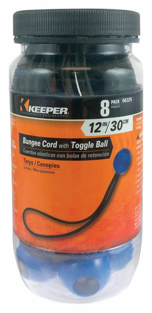 Keeper 8865321 12 in. Bungee Ball Cord, Black - Pack of 8