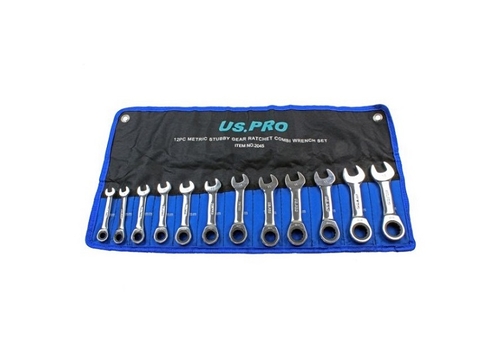 US PRO 12pc Metric 72 Teeth Stubby Ratchet Spanners