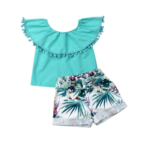2Pcs Infant Baby Kids Girls Summer Outfits Tassel