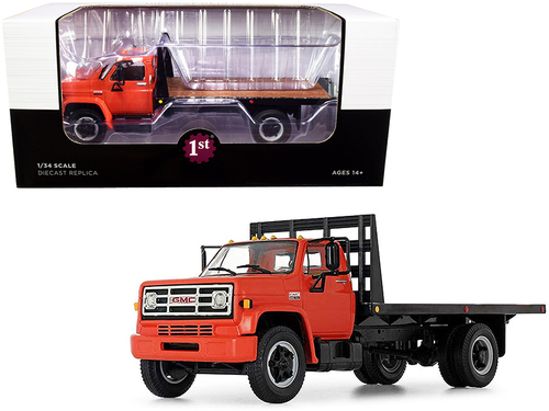 GMC 6500 Flatbed Truck Orange and Black 1/34 Diecast Model by First