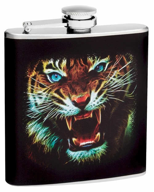 6oz Blue Eye Tiger Hip Flask