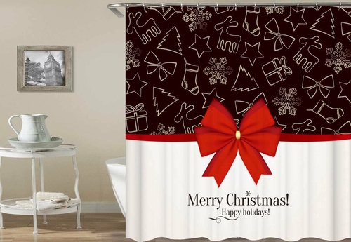 Christmas Shower Ribbon Shower Curtain