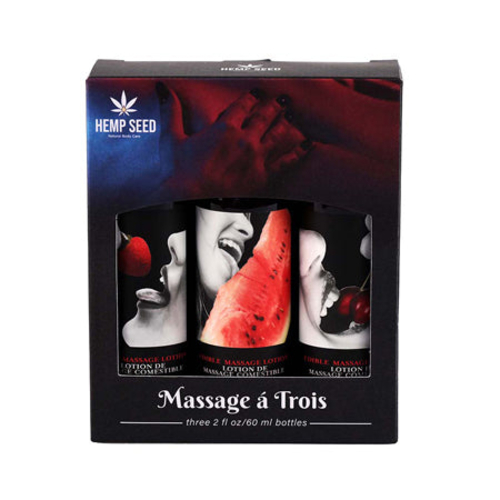 Earthly Body Massage-a-trois Edible Massage Lotion 3-Piece Gift Set