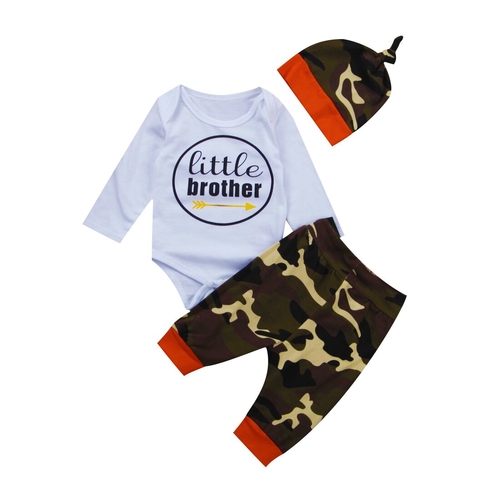 Army Green Little Brother Newborn Baby Boys