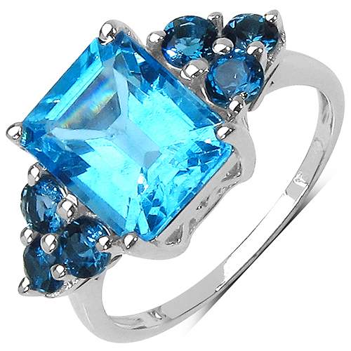 4.72 Carat Genuine Swiss Blue Topaz & London Blue Topaz .925 Sterling