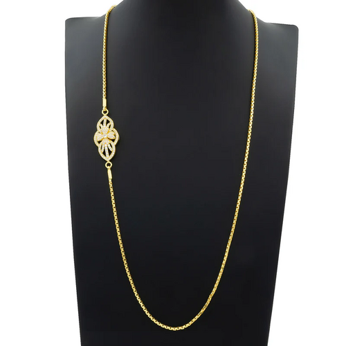 Floral Design Unisex Golden Chain