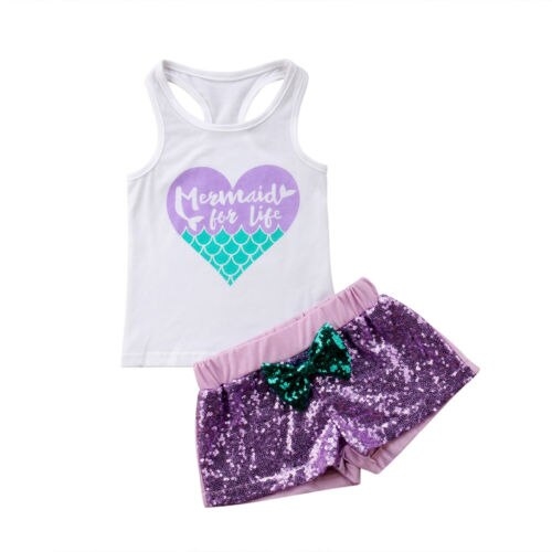 Newborn Baby Girls Mermaid Outfits Sleeveless