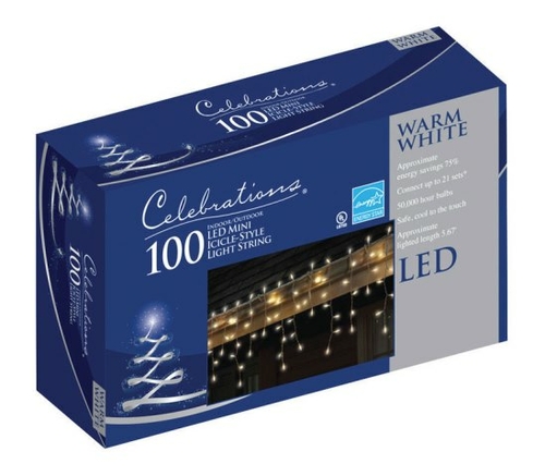 Celebrations 40810-71 5.67 ft. Clear LED Icicle Light Set