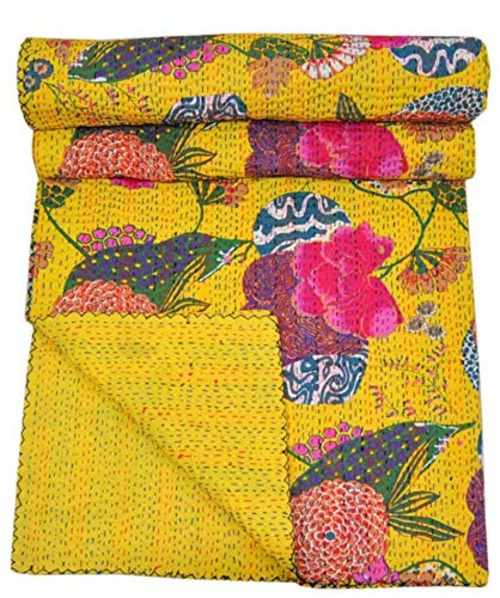 Jaipuri Quilt Handmade Bed Cover Cotton Kantha Blanket