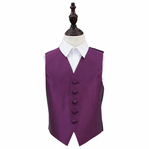 Solid Check Waistcoat - Boys - Cadbury Purple, 32'
