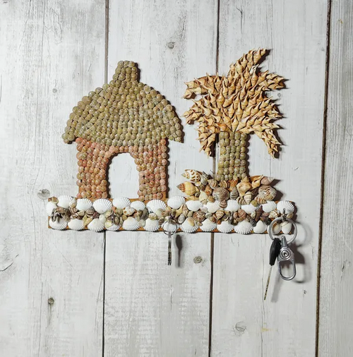 Multicolor Sea Shell Hut And Tree Key Holder