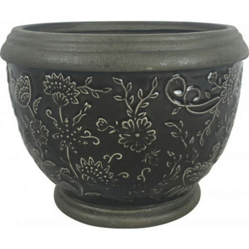 Southern Patio CRM-047063 8 in. Gracie Planter, Deep Gray
