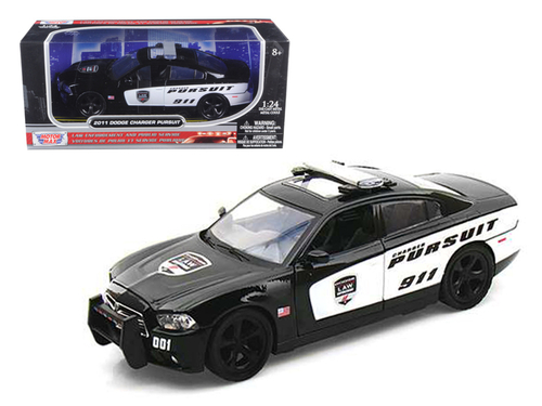 2011 Dodge Charger Pursuit Police Black and White 1/24 Diecast Model