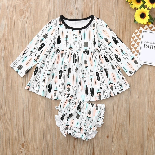 Newborn Infant Baby Girl clothes Set Feather