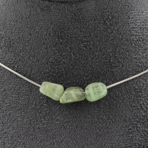 Green Apatite from Madagascar 3 beads necklace.