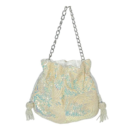 Handmade Elegant Sequin Bag with Chain Handle for Women,