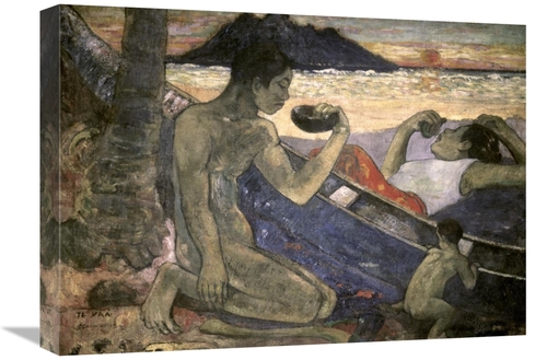Global Gallery GCS-277659-22-142 22 in. The Canoe, a Tahitian Fami
